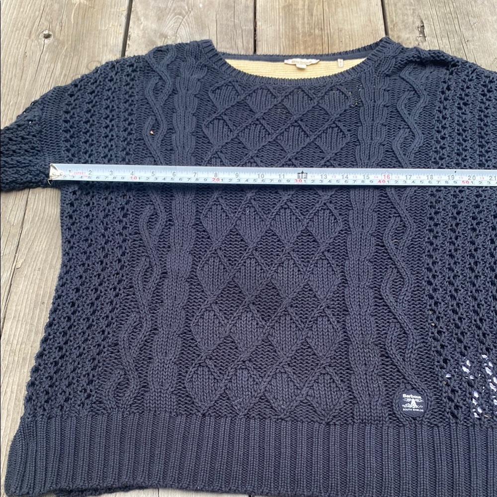 Barbour 100 💯 cotton Navy Cable Knit Crewneck Sweater